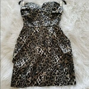 Wishes Wishes Wishes Strapless Mini Cheetah Animal Print Dress Juniors size 7